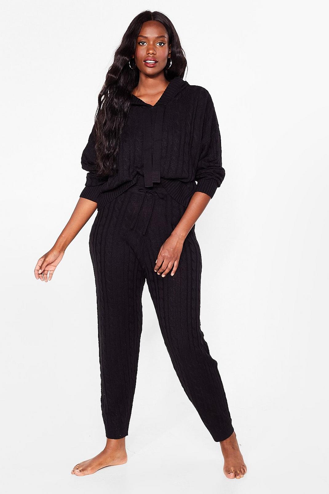 Black Offers Off the Cable Knit Plus Lounge Set image number 1