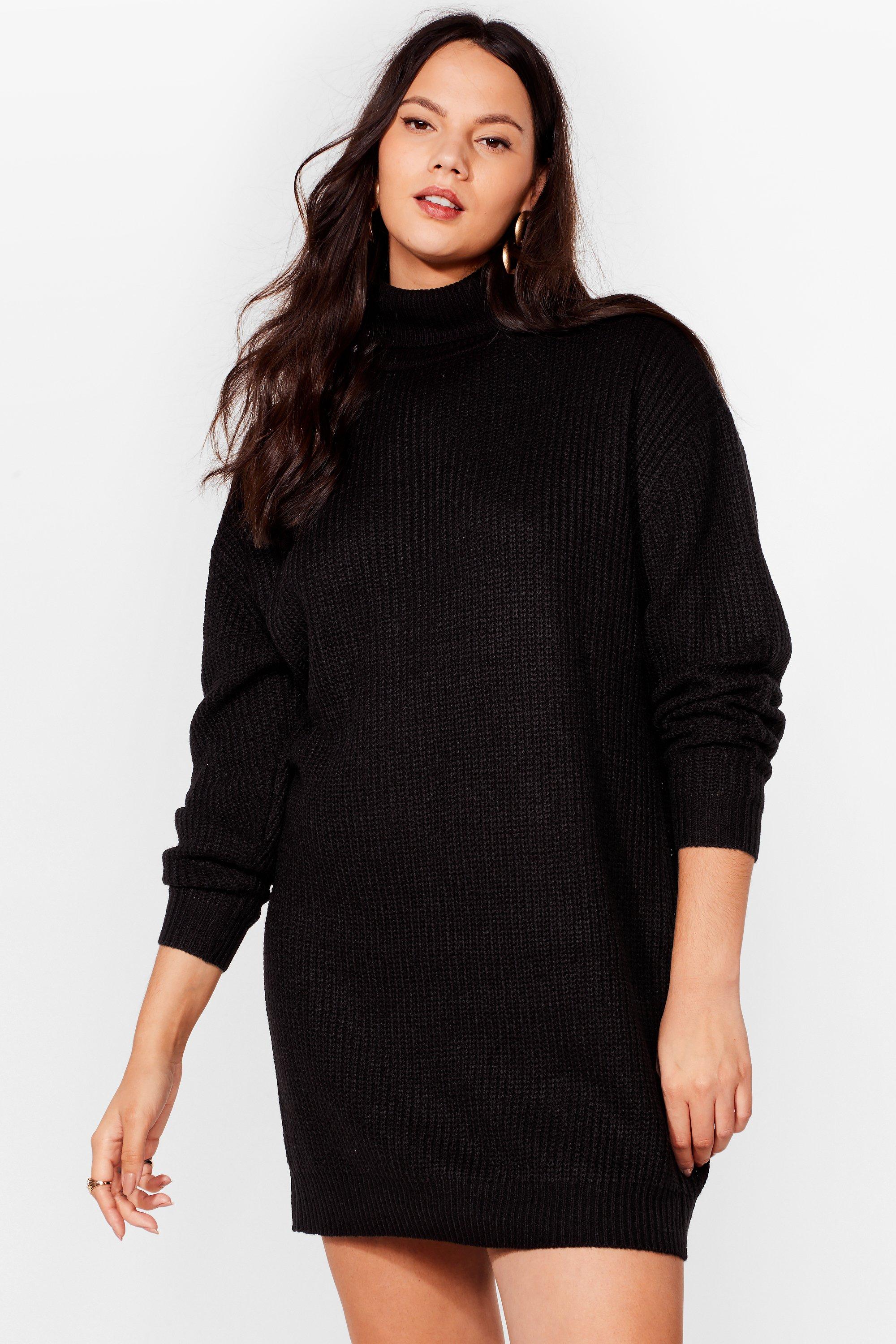 plus size roll neck jumper dress