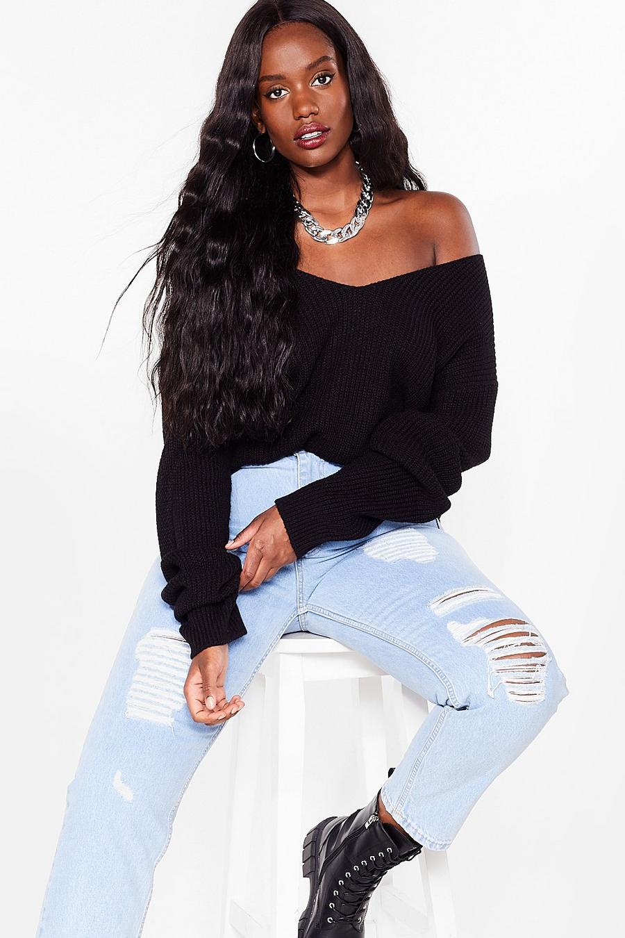 Plus Size Knit Off the Shoulder Sweater