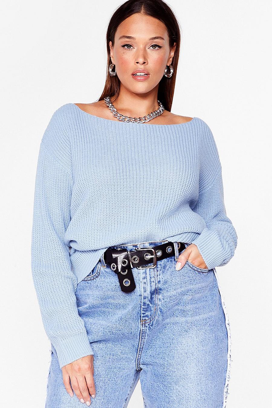 Plus Size Off the Shoulder Knit Sweater