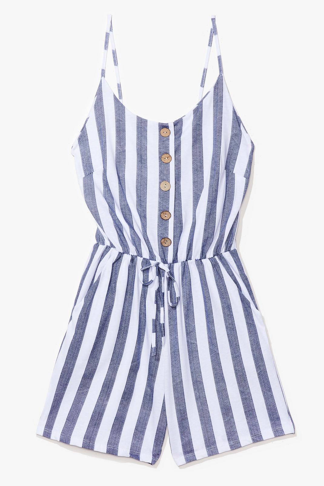 Striped Button Up Summer Playsuit image number 1