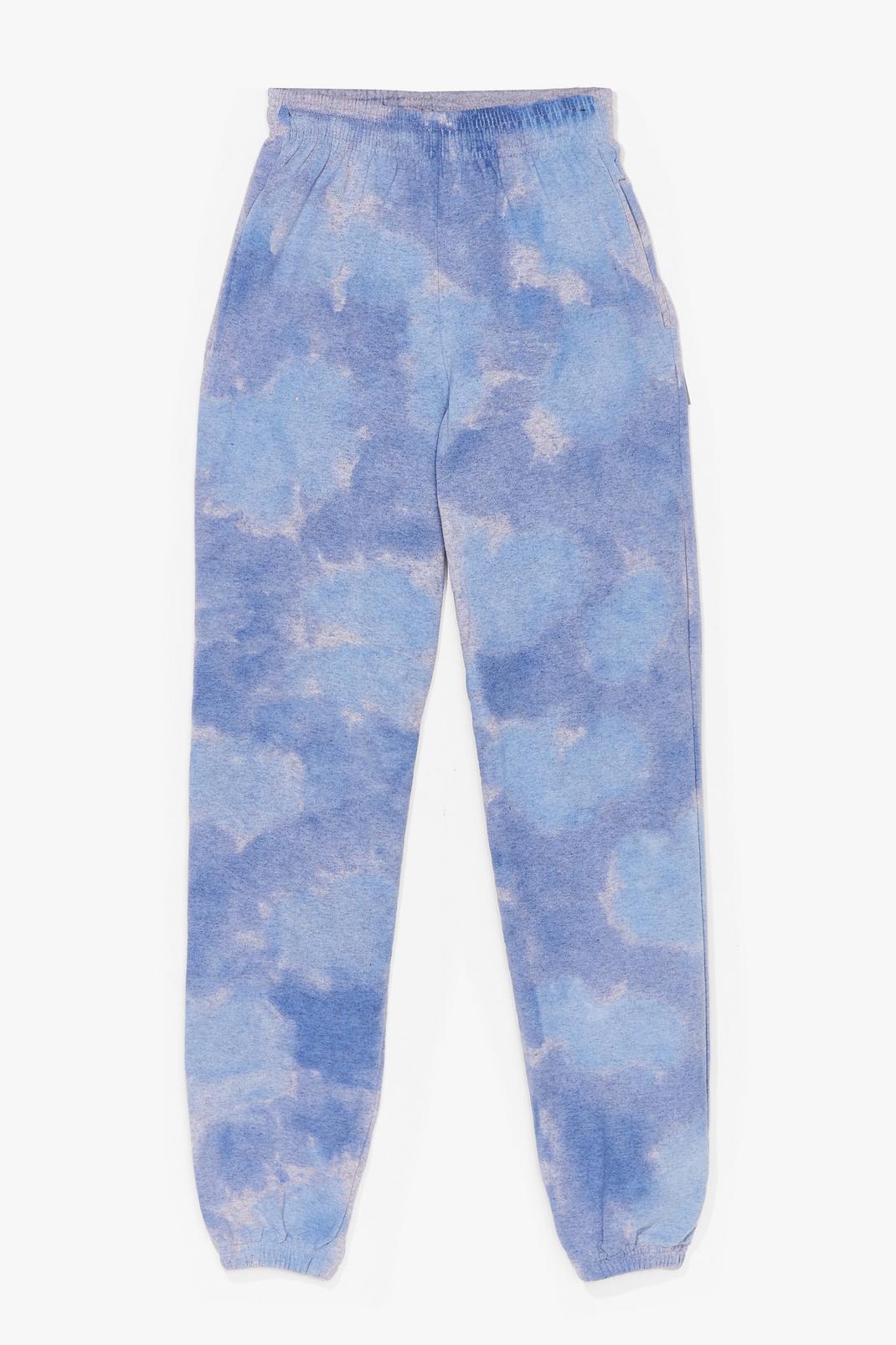 Blue Tie Dye Slouchy High Waisted Joggers image number 1