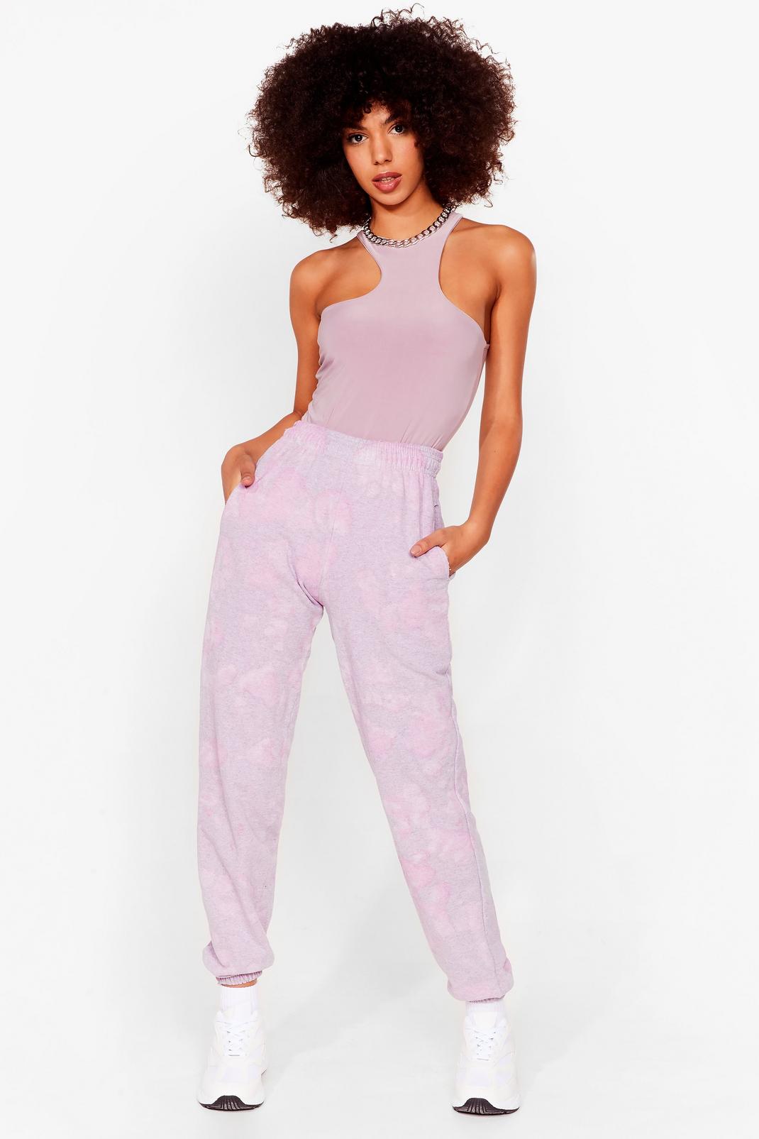 Pink Tie Dye Slouchy High Waisted Joggers image number 1