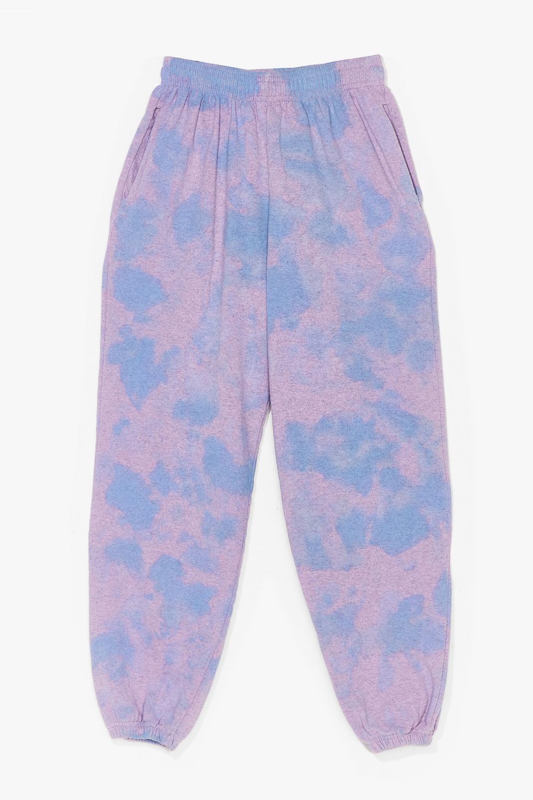 Purple Tie Dye Slouchy High Waisted Joggers image number 1