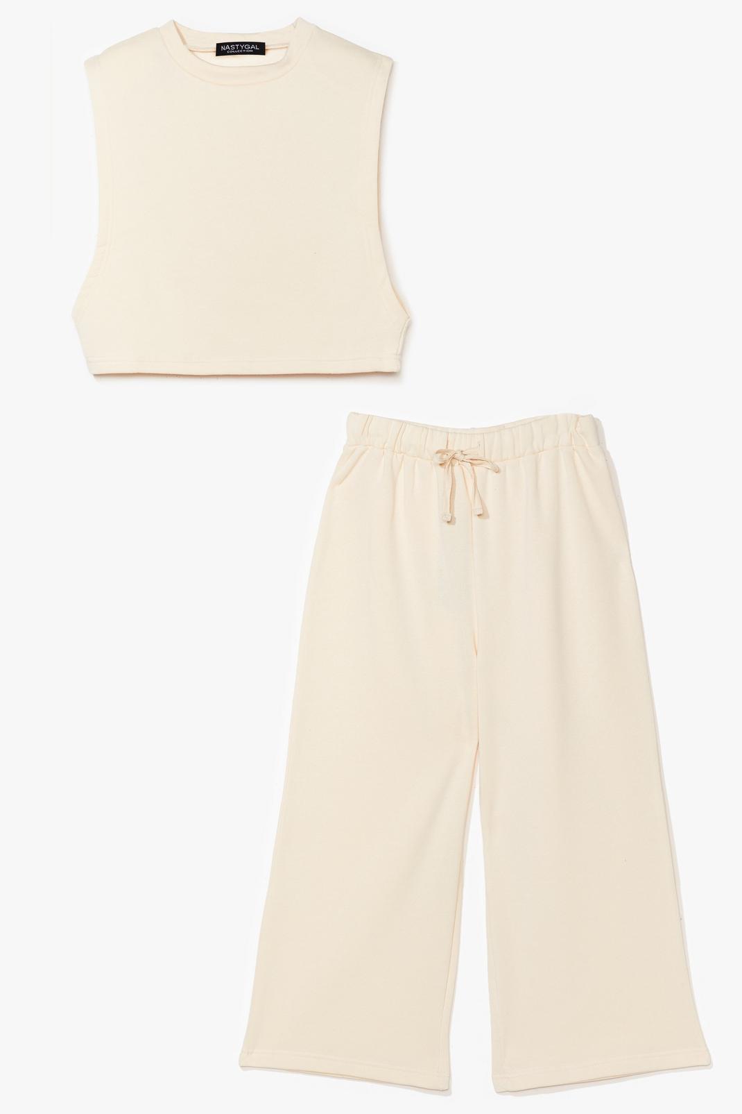 Sand Cropped Tank Top and Pants Loungewear Set image number 1