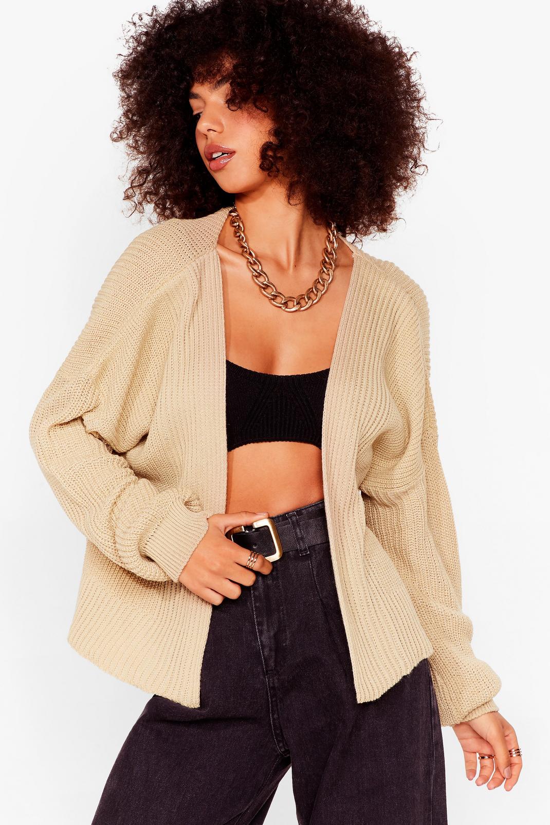 Stone Open Front Knit Cardigan image number 1