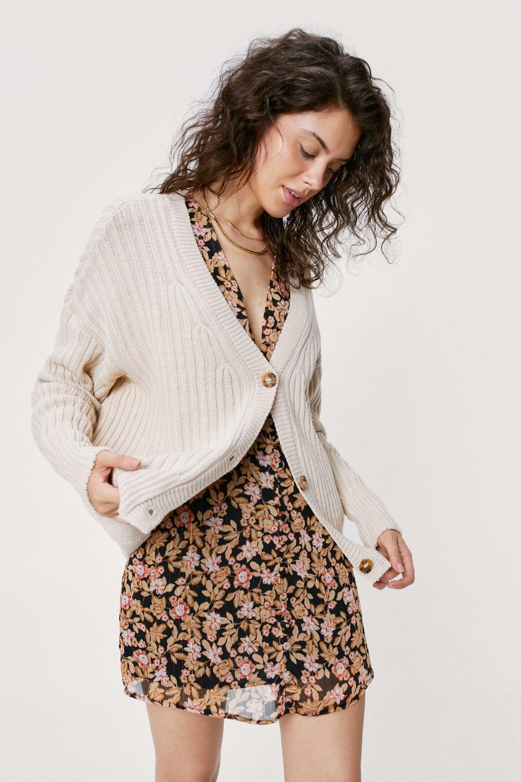 793 Slouchy Button Down Ribbed Cardigan image number 2