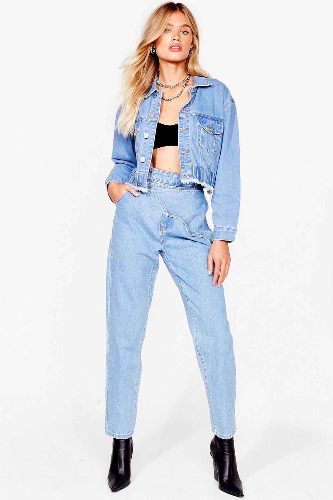 Light blue Relaxed Wrap Front Mom Jeans image number 1
