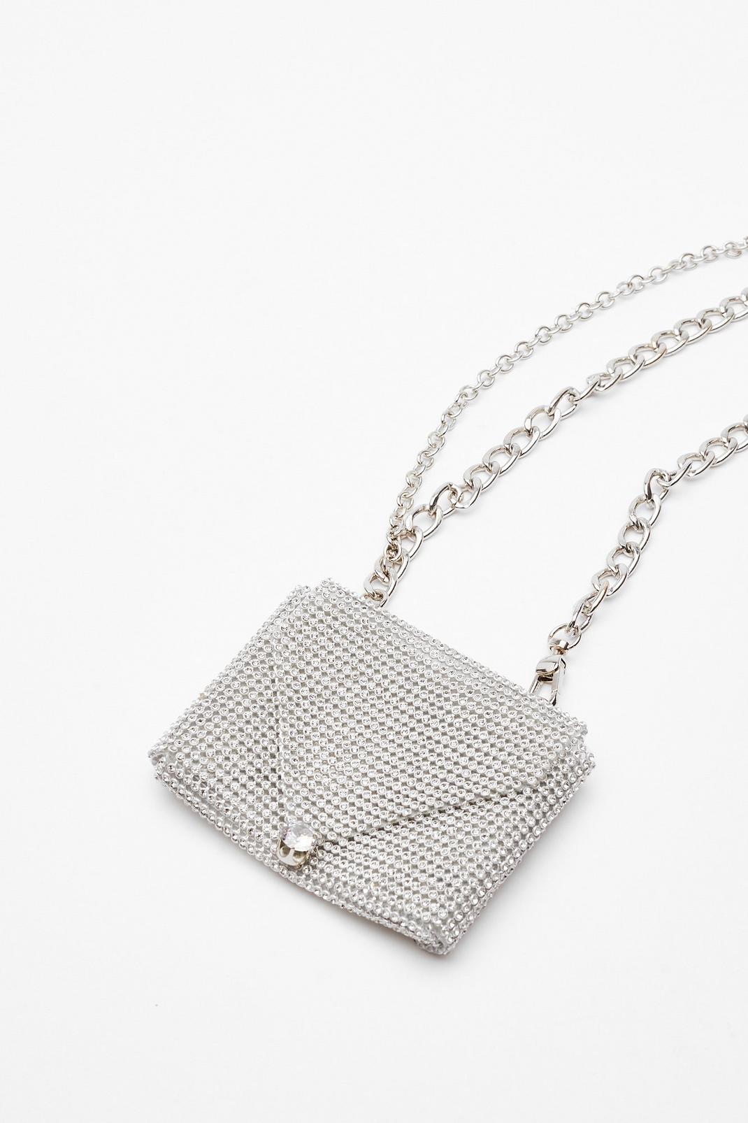 Sac ceinture WANT style enveloppe à strass, Silver image number 1