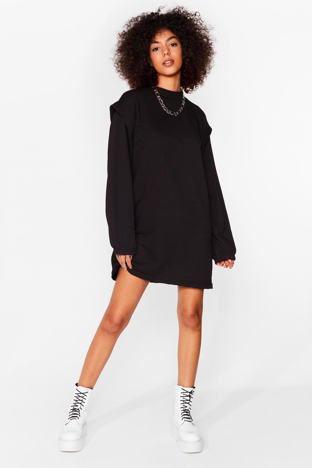 Black Layered Shoulder Mini Sweater Dress image number 1