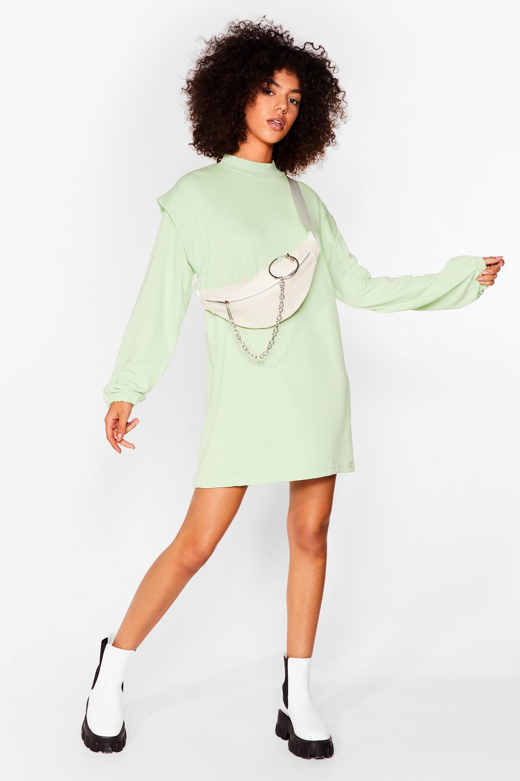 Sage Layered Shoulder Mini Sweater Dress image number 1