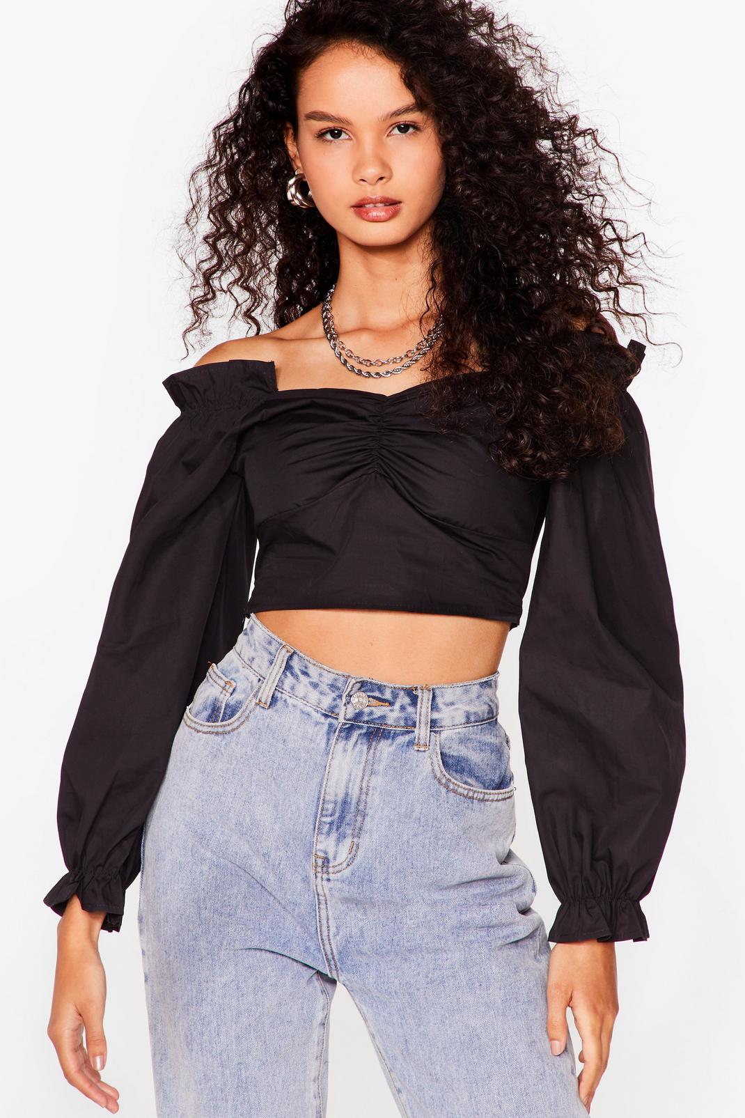 Sleeve Us to It Off-the-Shoulder Cropped Blouse image number 1
