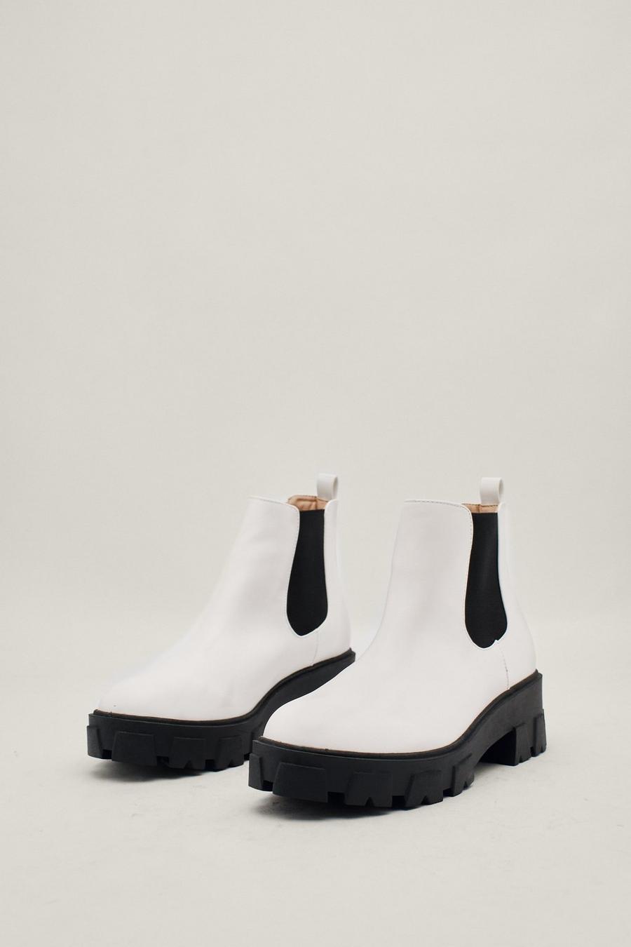 Cleated Faux Leather Chelsea Boots