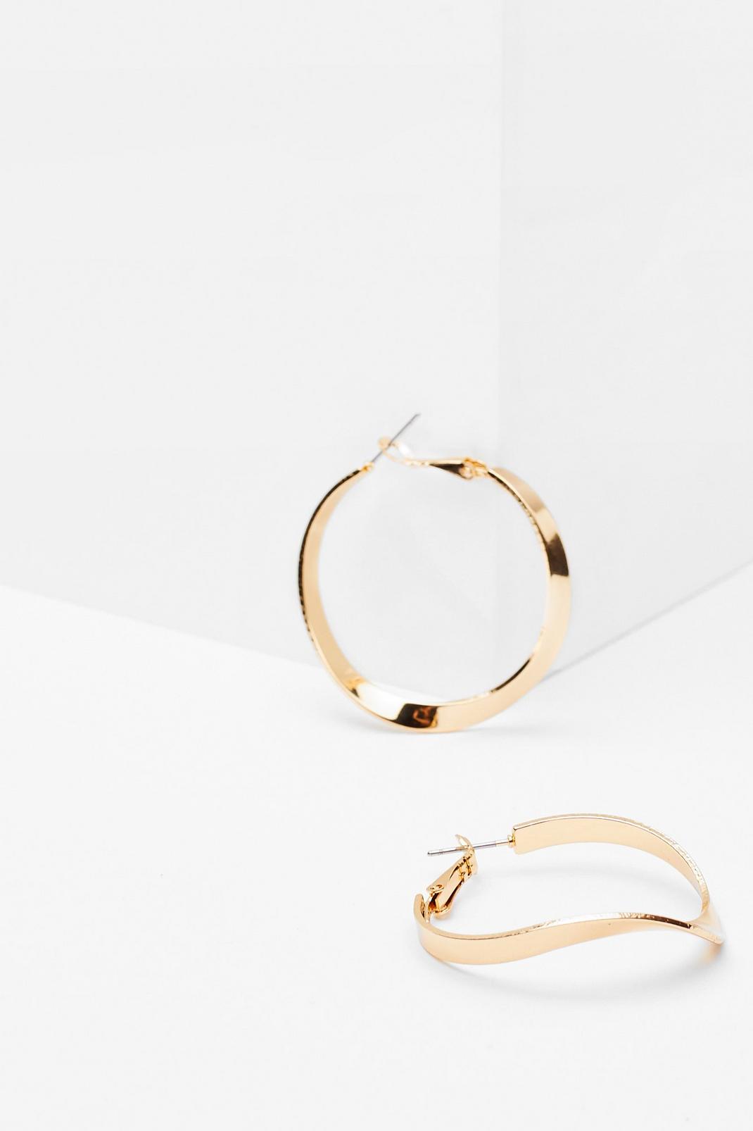Curve You Attitude Hoop Earrings, Gold image number 1