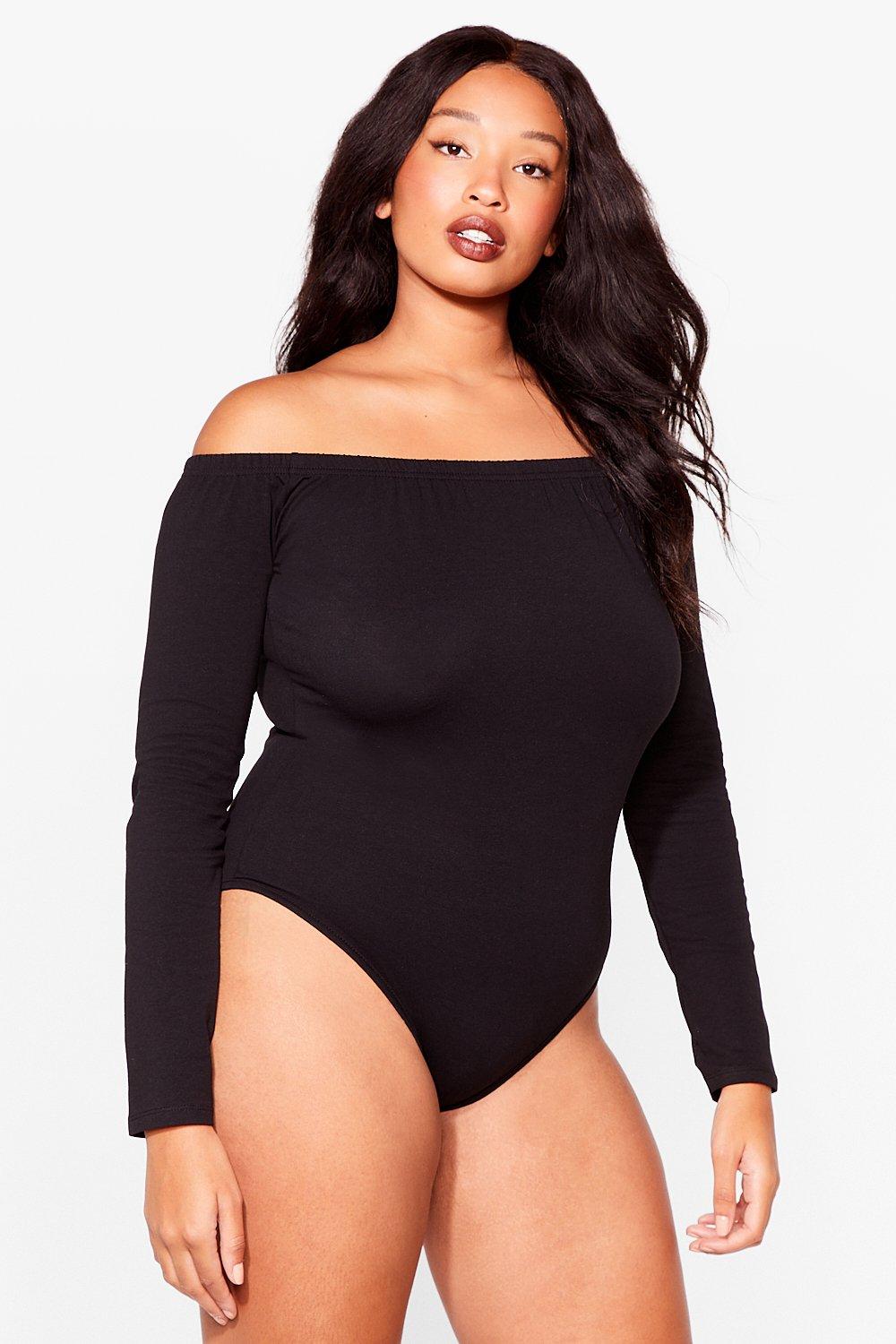 Plus size off store the shoulder bodysuit