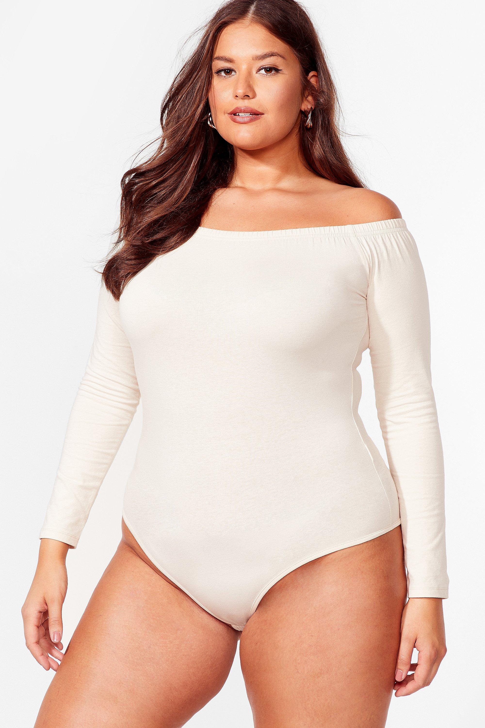 White off the outlet shoulder bodysuit plus size