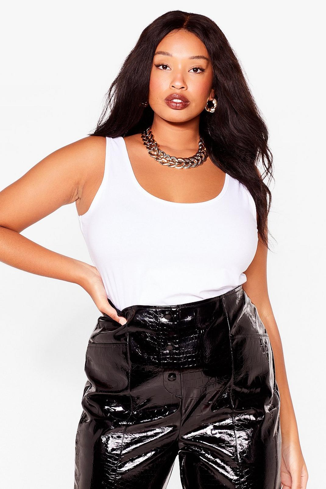 White Plus Size Scoop Neck Top image number 1