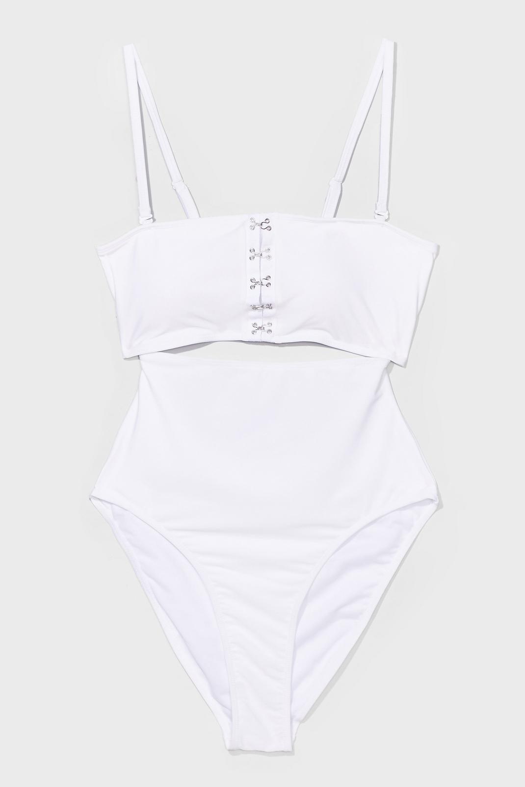 White Hook and Eyelet You Win High-Leg Swimsuit image number 1