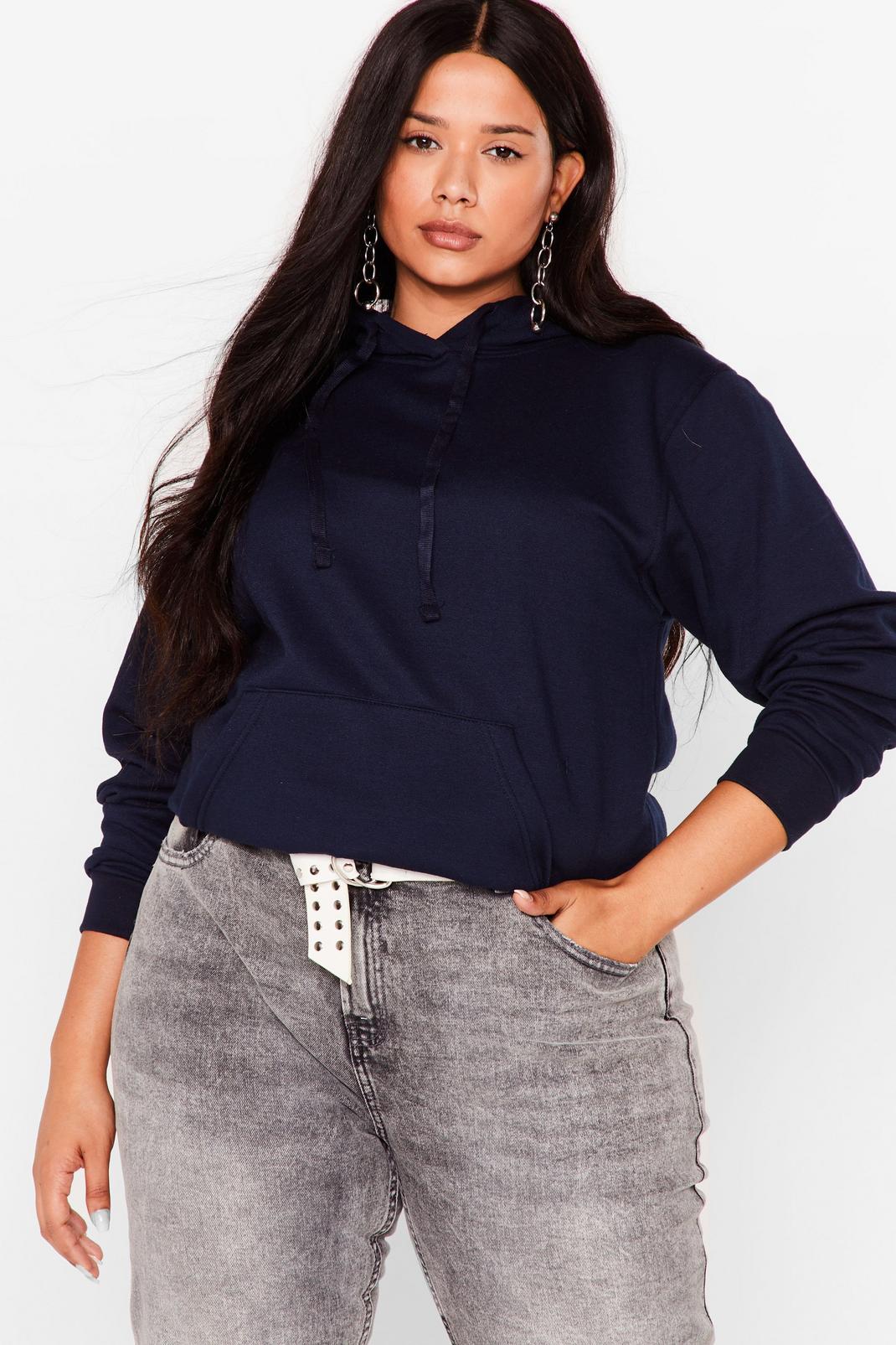 Navy Plus Size Oversized Pullover Hoodie image number 1
