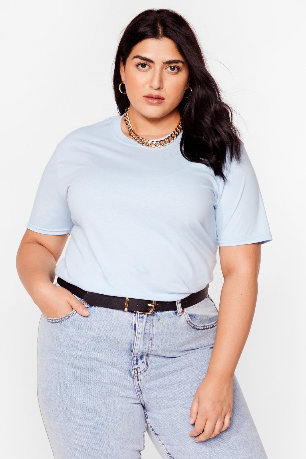 Baby blue Plus Size Relaxed Short Sleeve T-Shirt image number 1