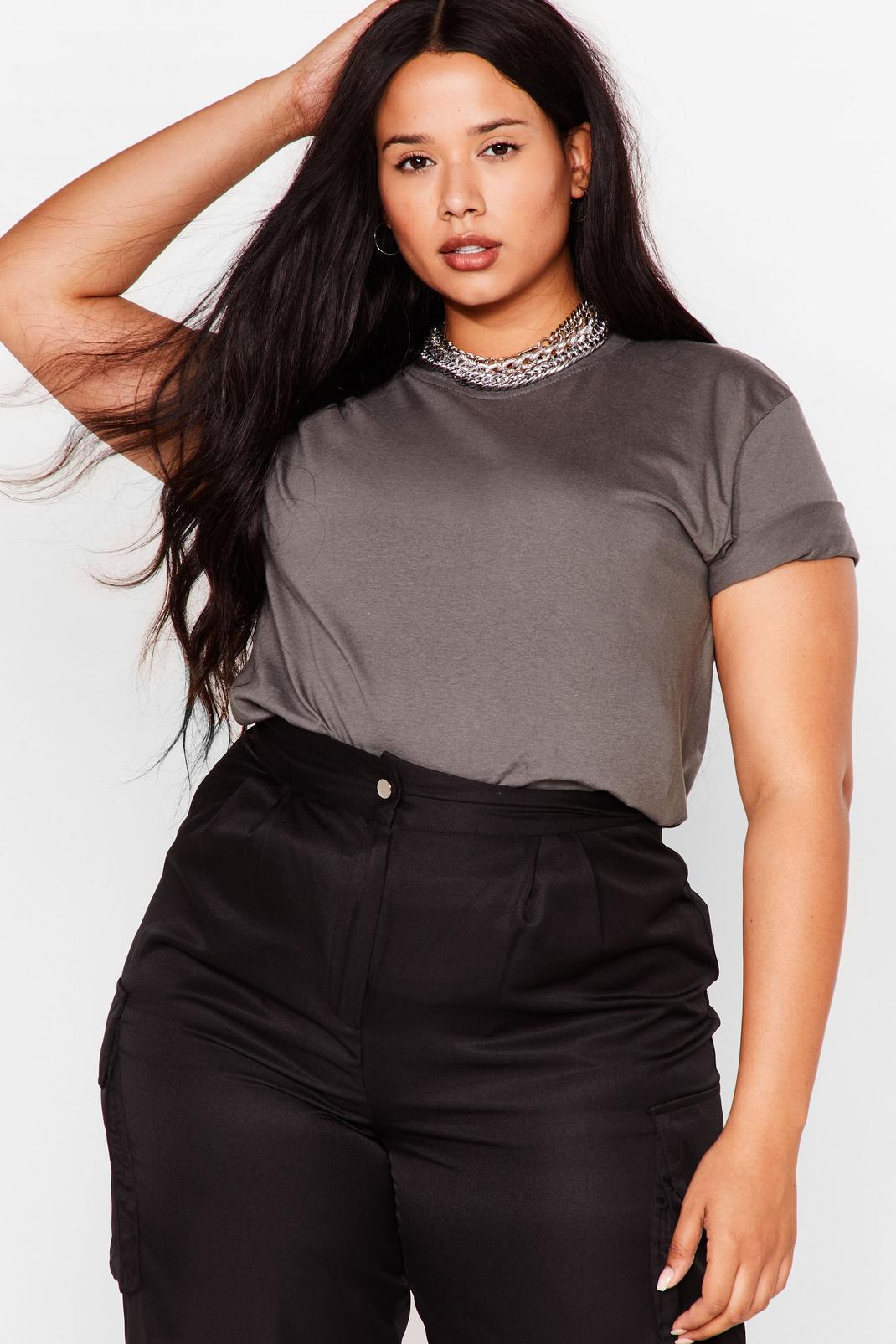 Charcoal Plus Size Relaxed Short Sleeve T-Shirt image number 1