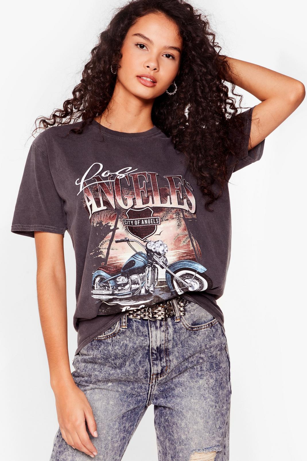 Grey City of Angels Motorcycle Graphic T-Shirt image number 1
