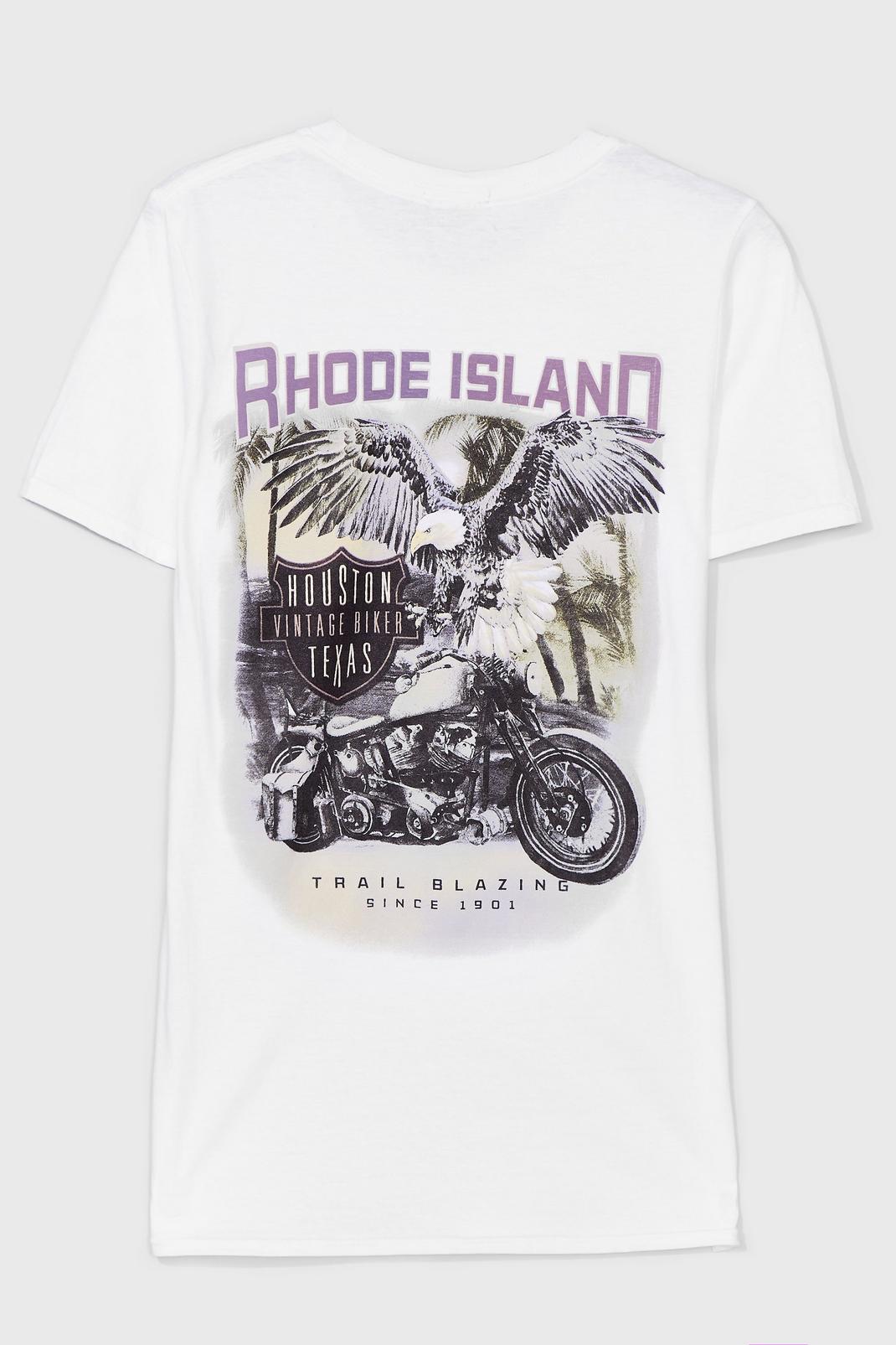 T-shirt à impression biker Welcome to Rhode Island image number 1
