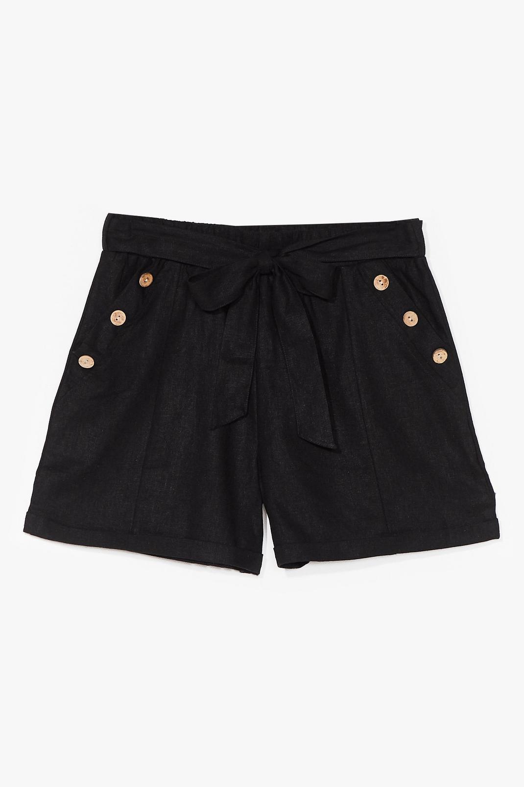 Black Belted High Waisted Button Shorts image number 1