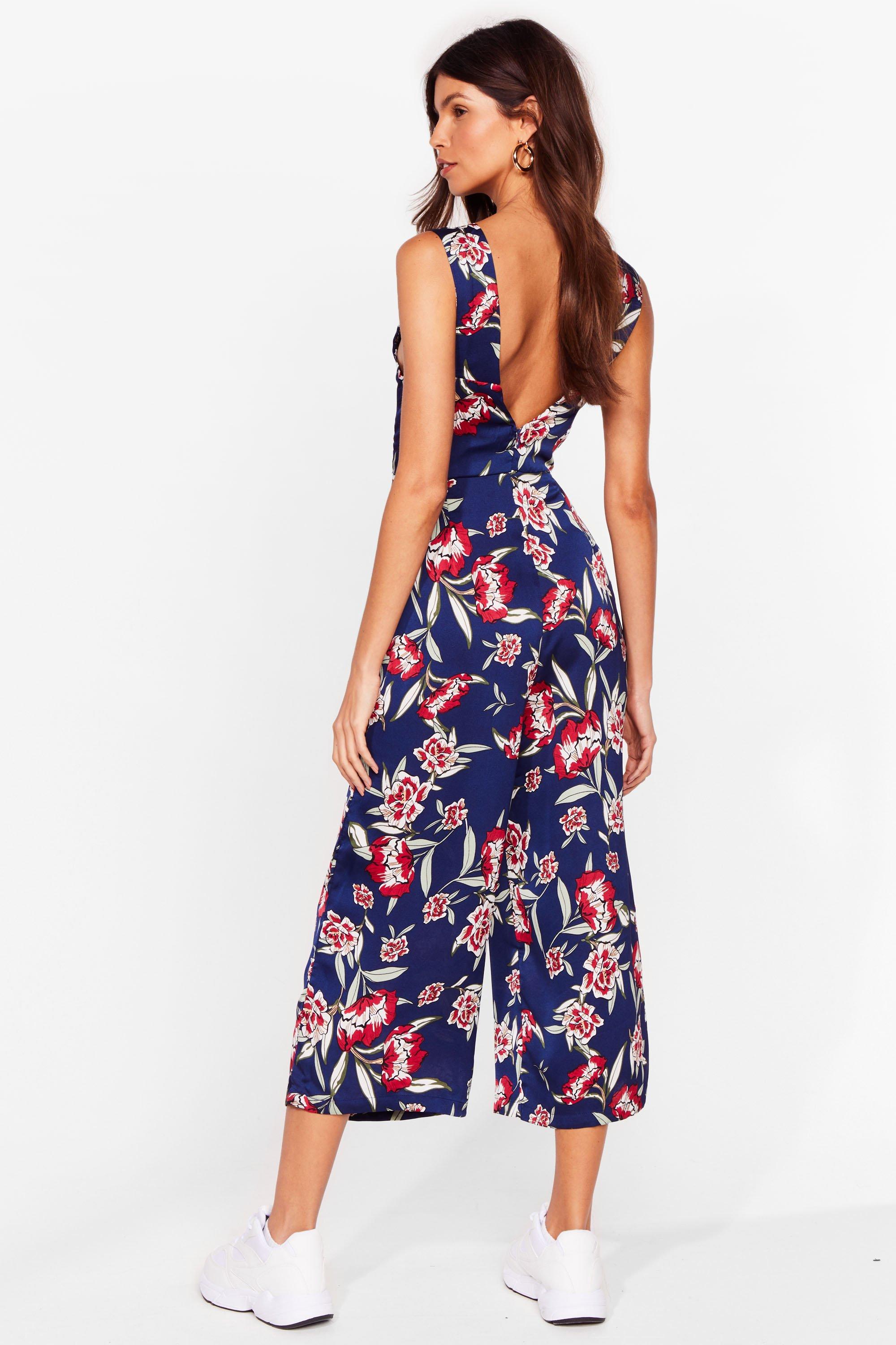 AX PARIS RED FLORAL CULOTTE JUMPSUIT