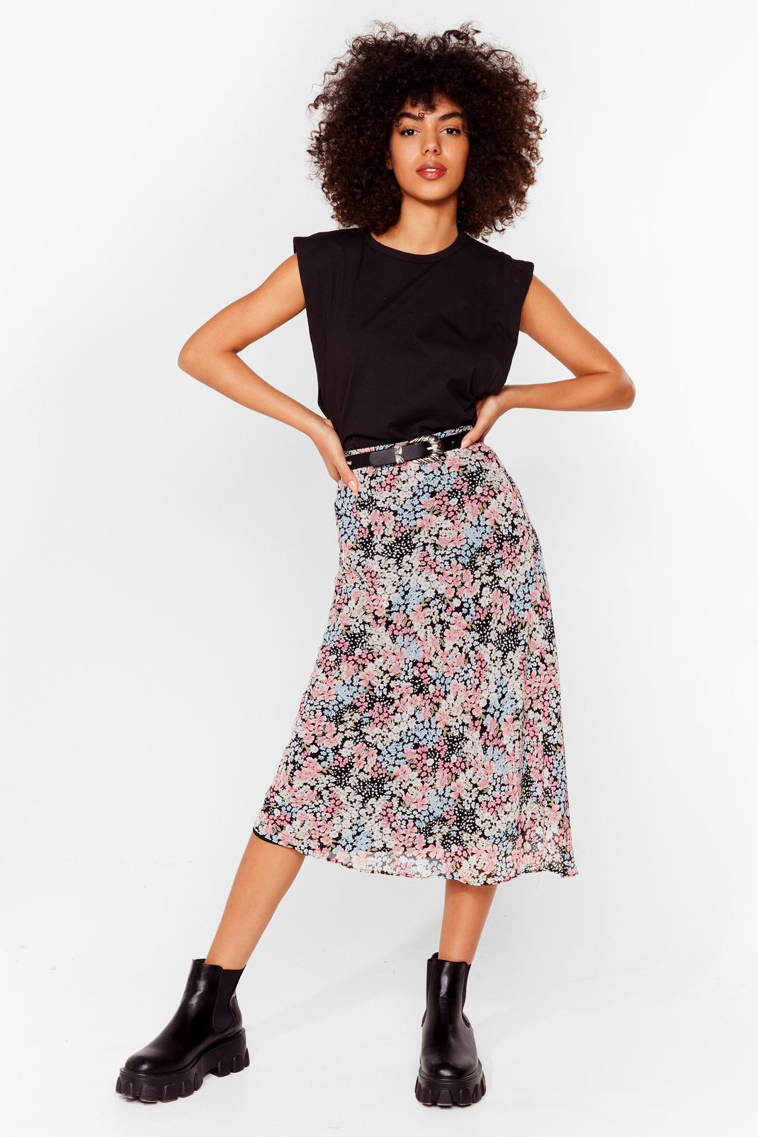 Pink Bud to You Floral Midi Skirt image number 1