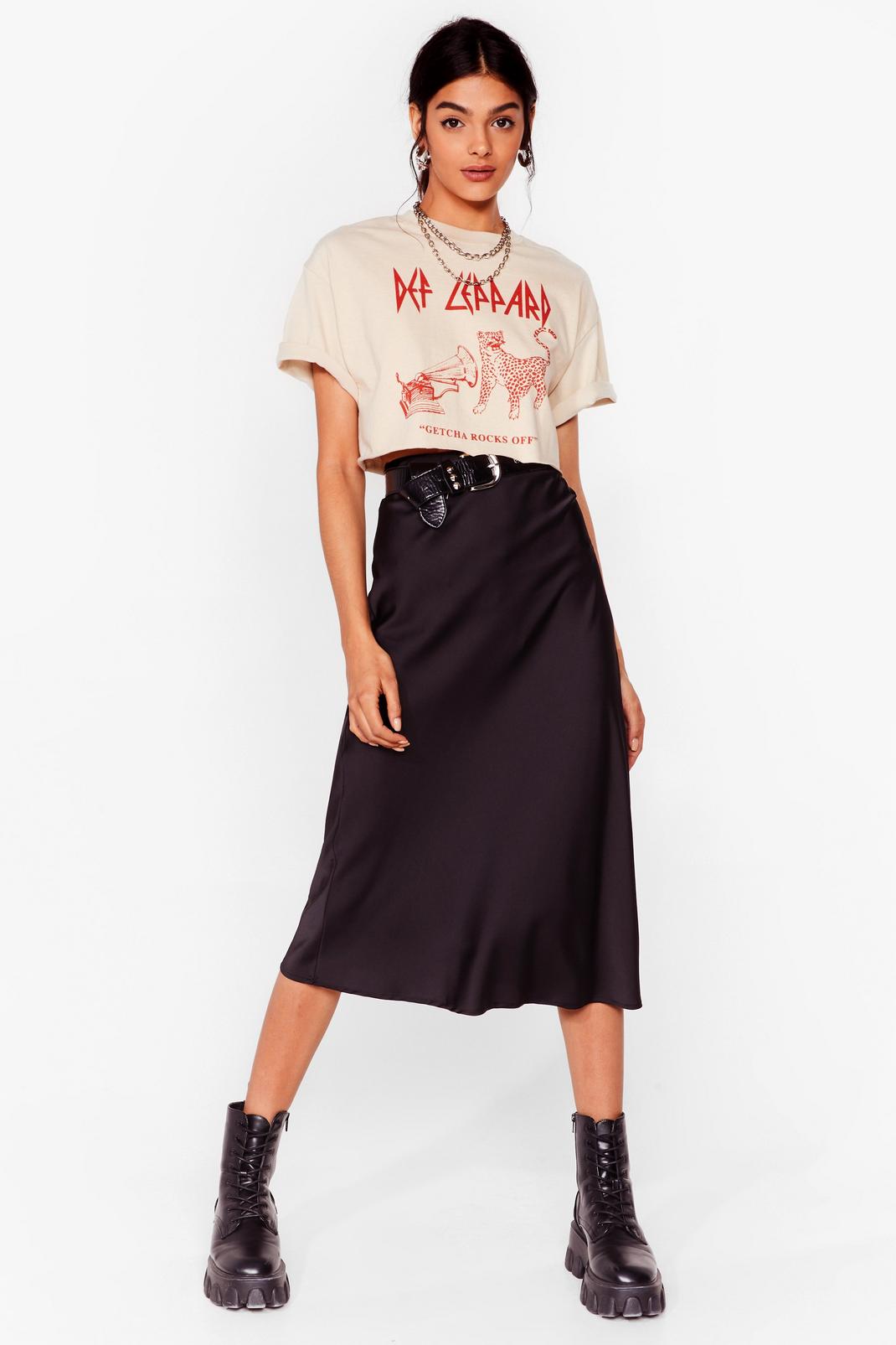 Satin Mid Rise Midi Skirt image number 1