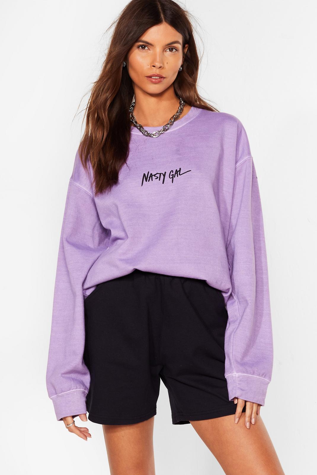 Lilac Oversized Nasty Gal Slogan Sweatshirt image number 1