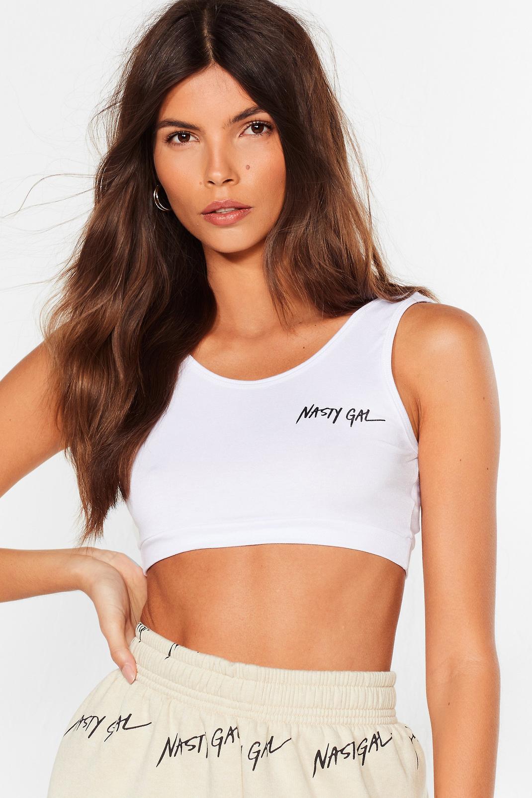 White Nasty Gal Graphic Bra Top image number 1