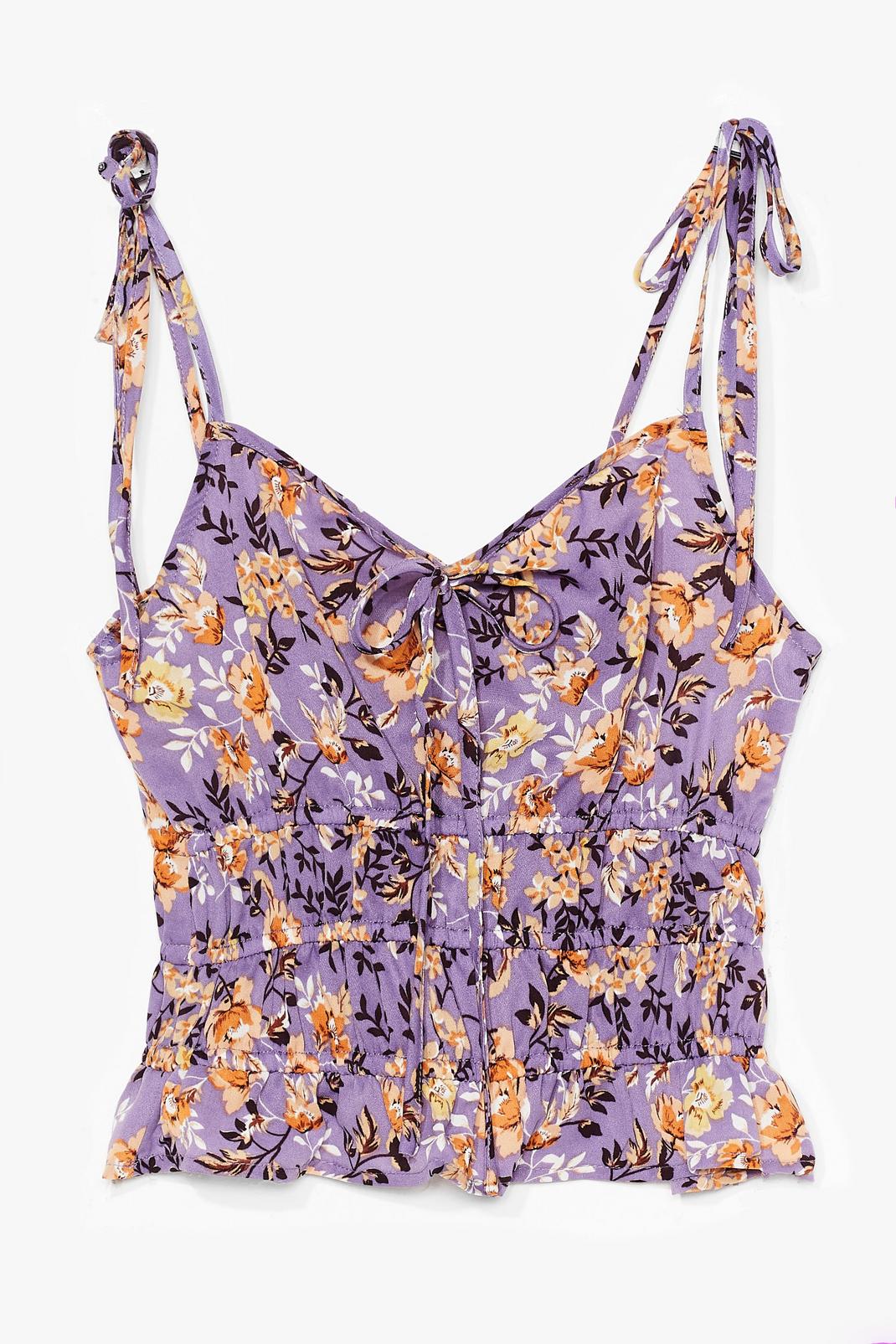 Lilac Tie Your Best Floral Cami Top image number 1