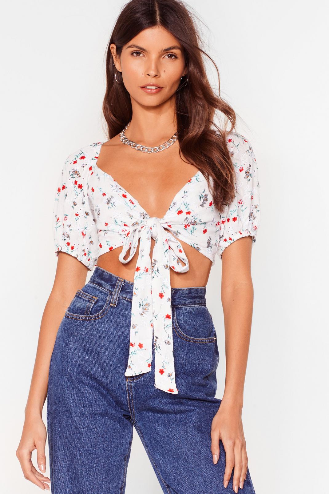 We've Got to Grow With It Floral Crop Top image number 1