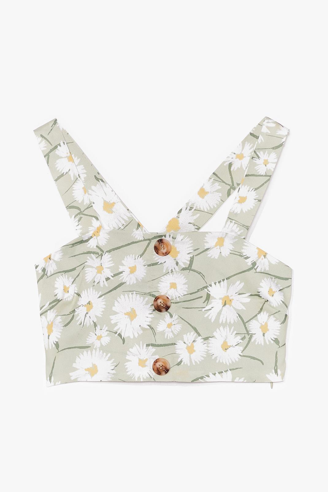 Mint Going Daisy for You Floral Crop Top image number 1