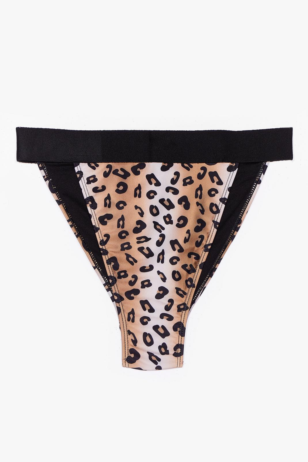 Black Leopard High Leg Reversible Bikini Bottoms image number 1