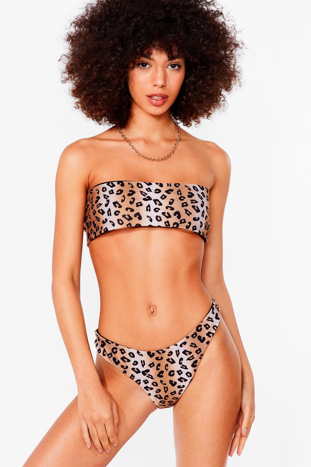 Black Leopard Print Reversible Bikini Bottoms image number 1