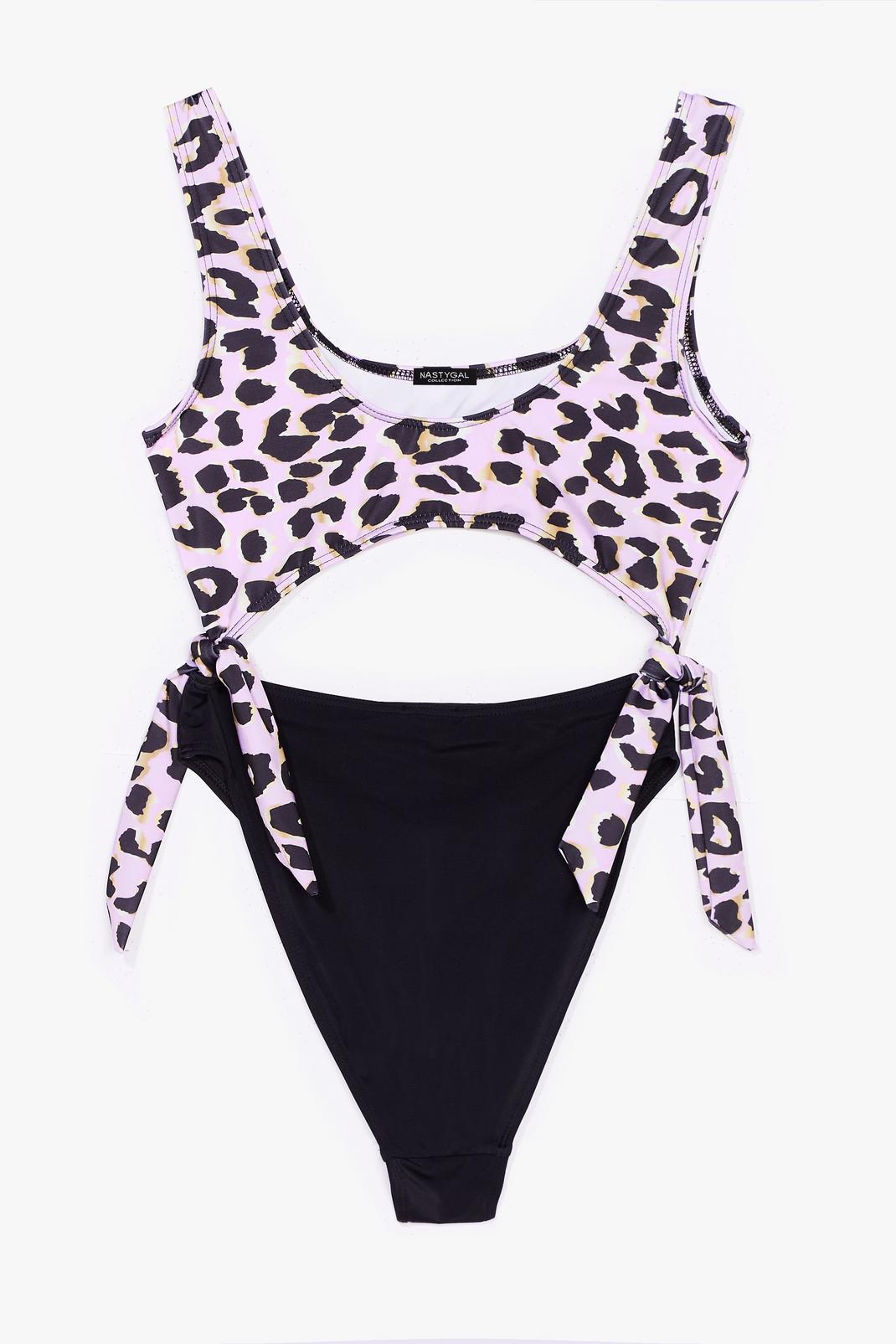 Live in the Meow-ment Leopard Cut-Out Swimsuit image number 1