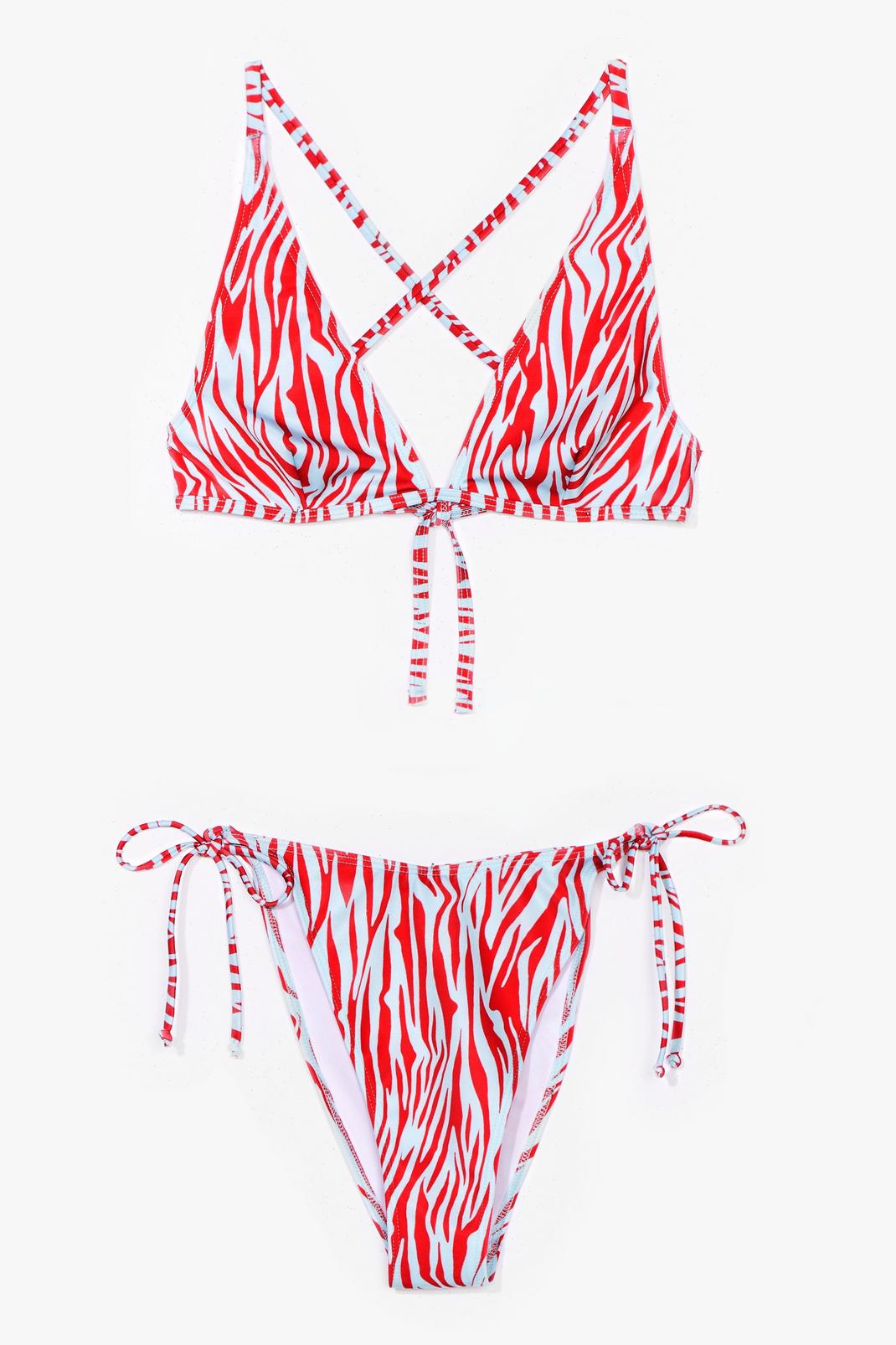 Bikini triangle & culotte échancrée à imprimé zèbre Quelque chose de sauvage image number 1