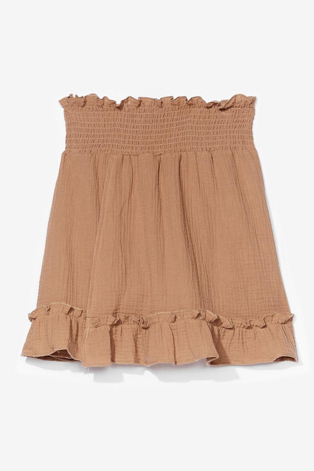 Camel Be There in a Mini Shirred Ruffle Skirt image number 1