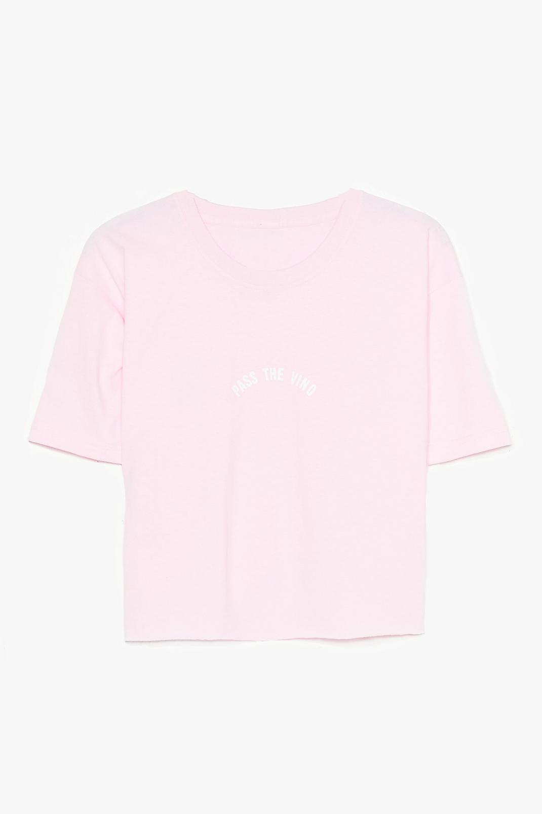 Pink Pass the Vino Cropped Graphic Tee image number 1