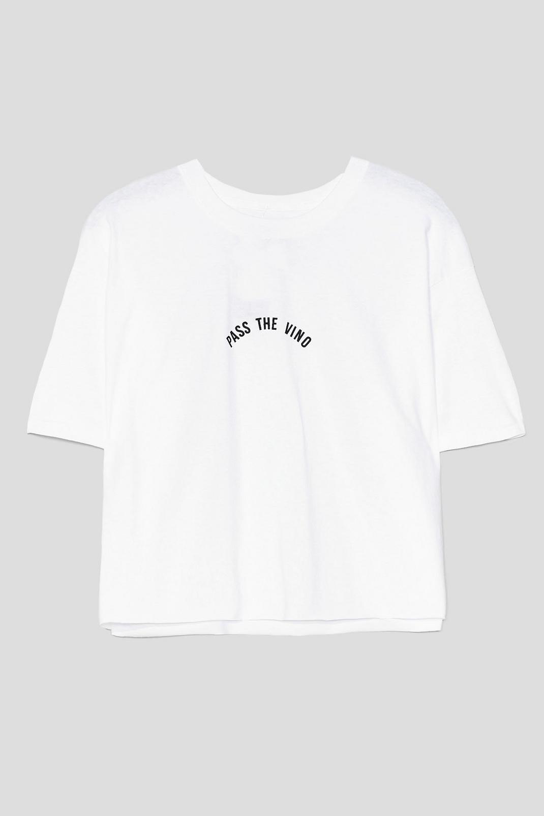 T-shirt court à slogan Pass The Vino, White image number 1