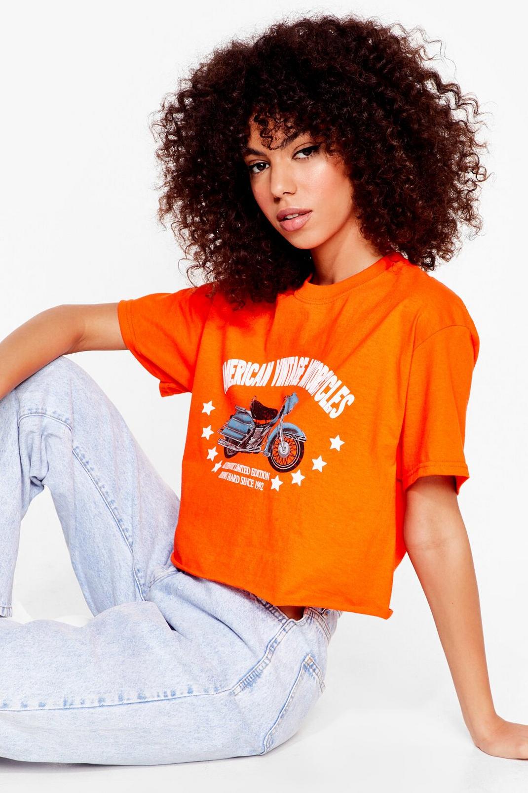 T-shirt court à impressions American Vintage Motorcycles, Orange image number 1