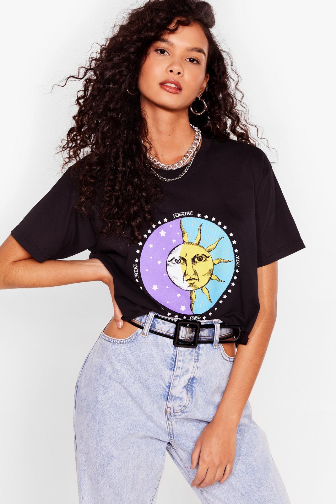 Moonlight Dancing Sun Moon Cropped Graphic Tee image number 1