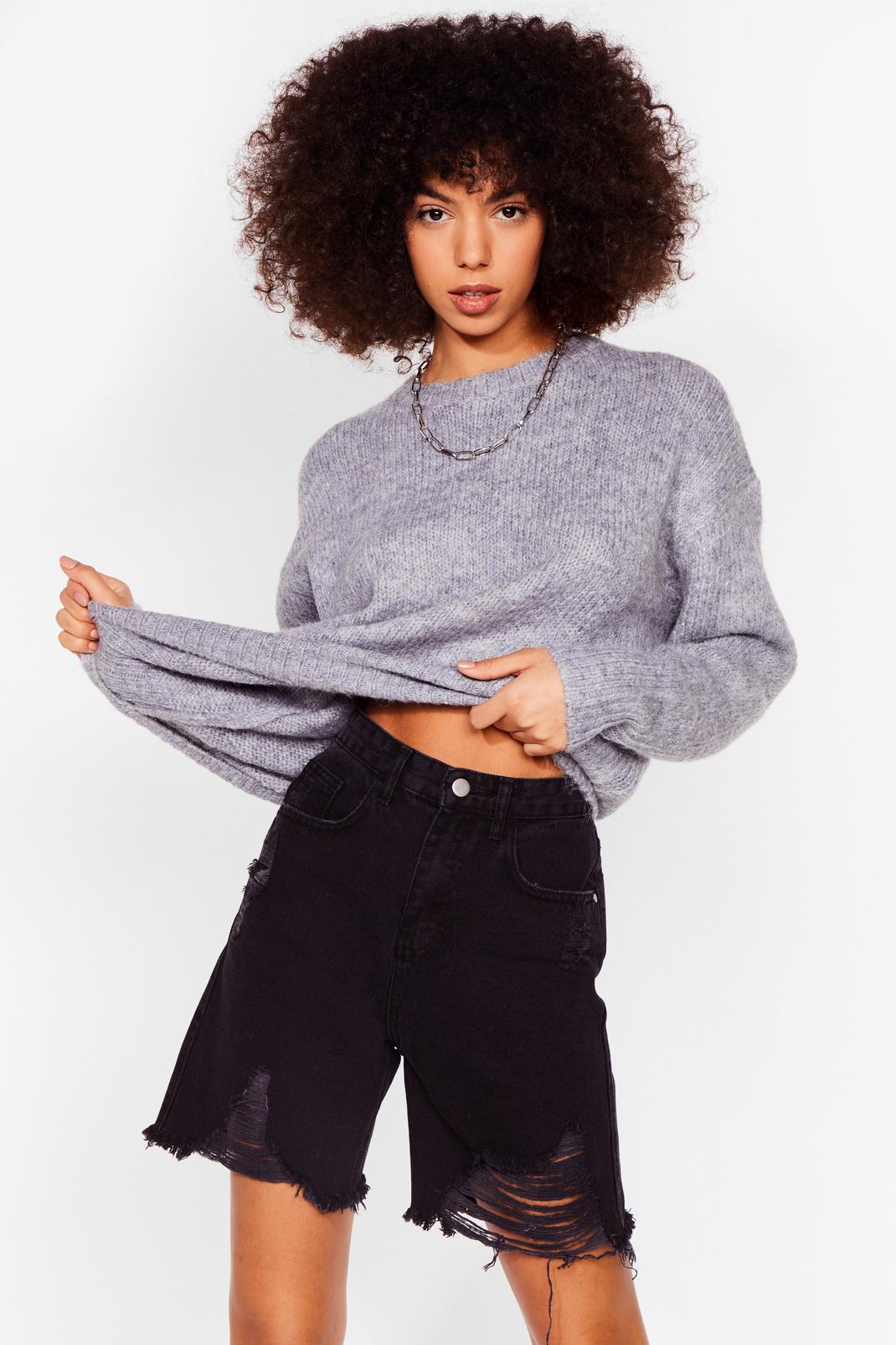 Blue Knitted Crew Neck Sweater image number 1