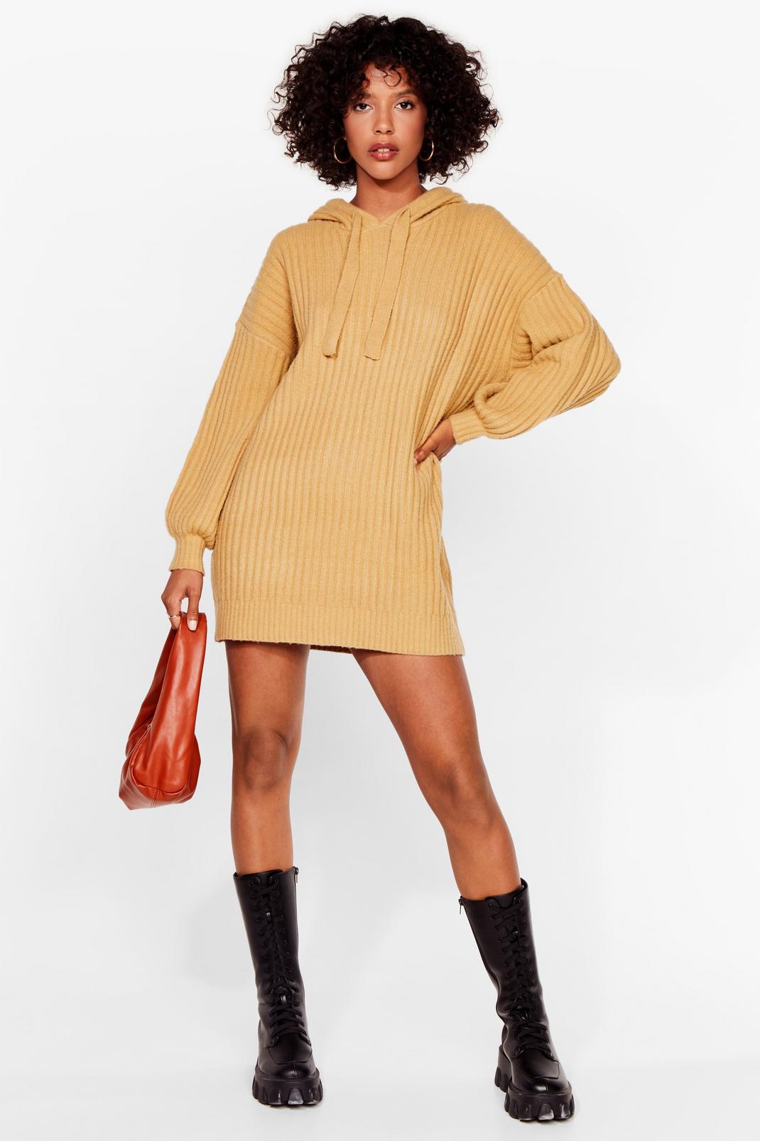 Oatmeal Rib's as Simple as That Knit Mini Dress image number 1