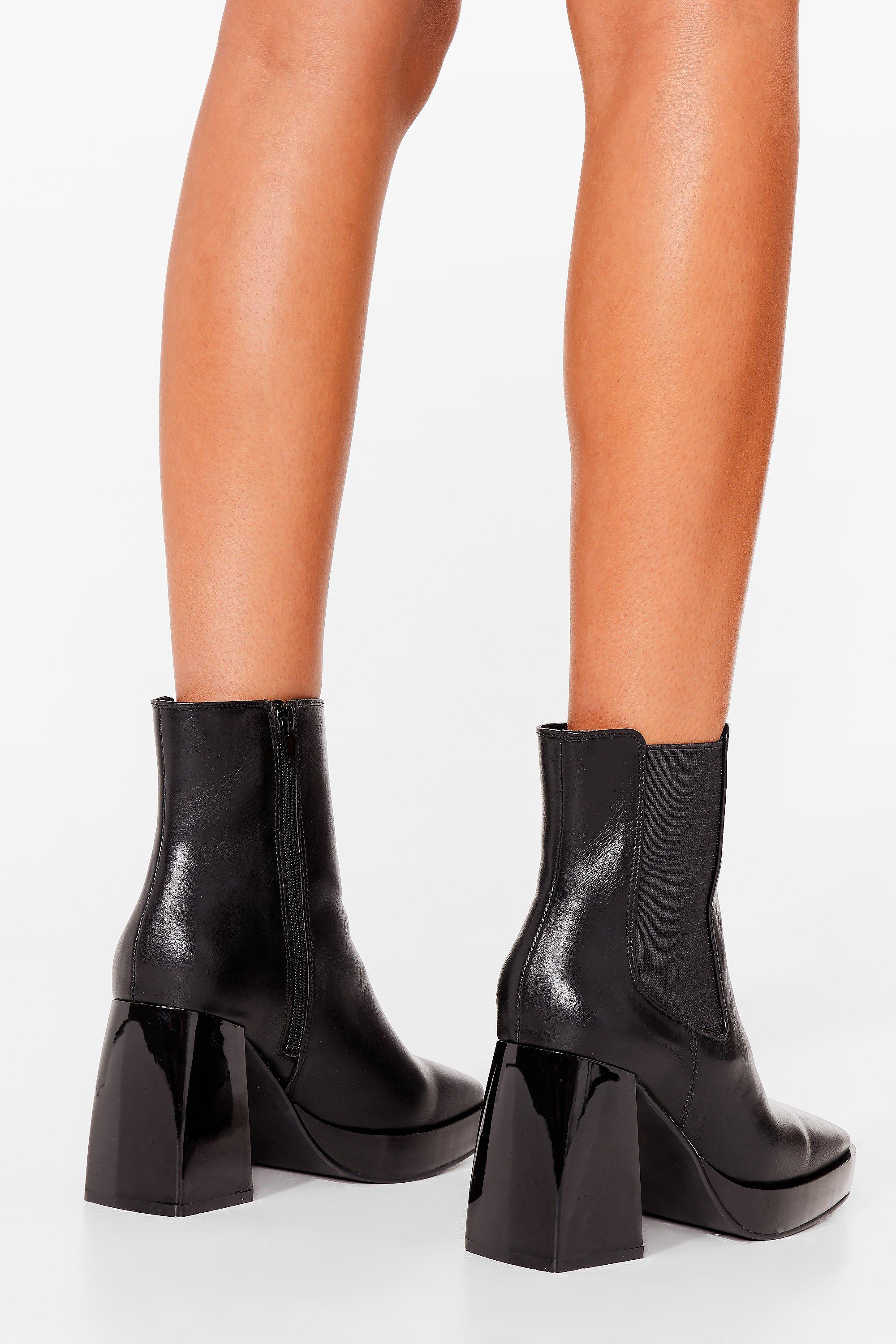 Chelsea faux leather and block 2024 heel boots