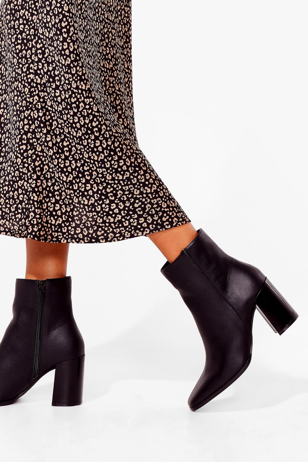 Black Faux Leather Heeled Ankle Boots image number 1