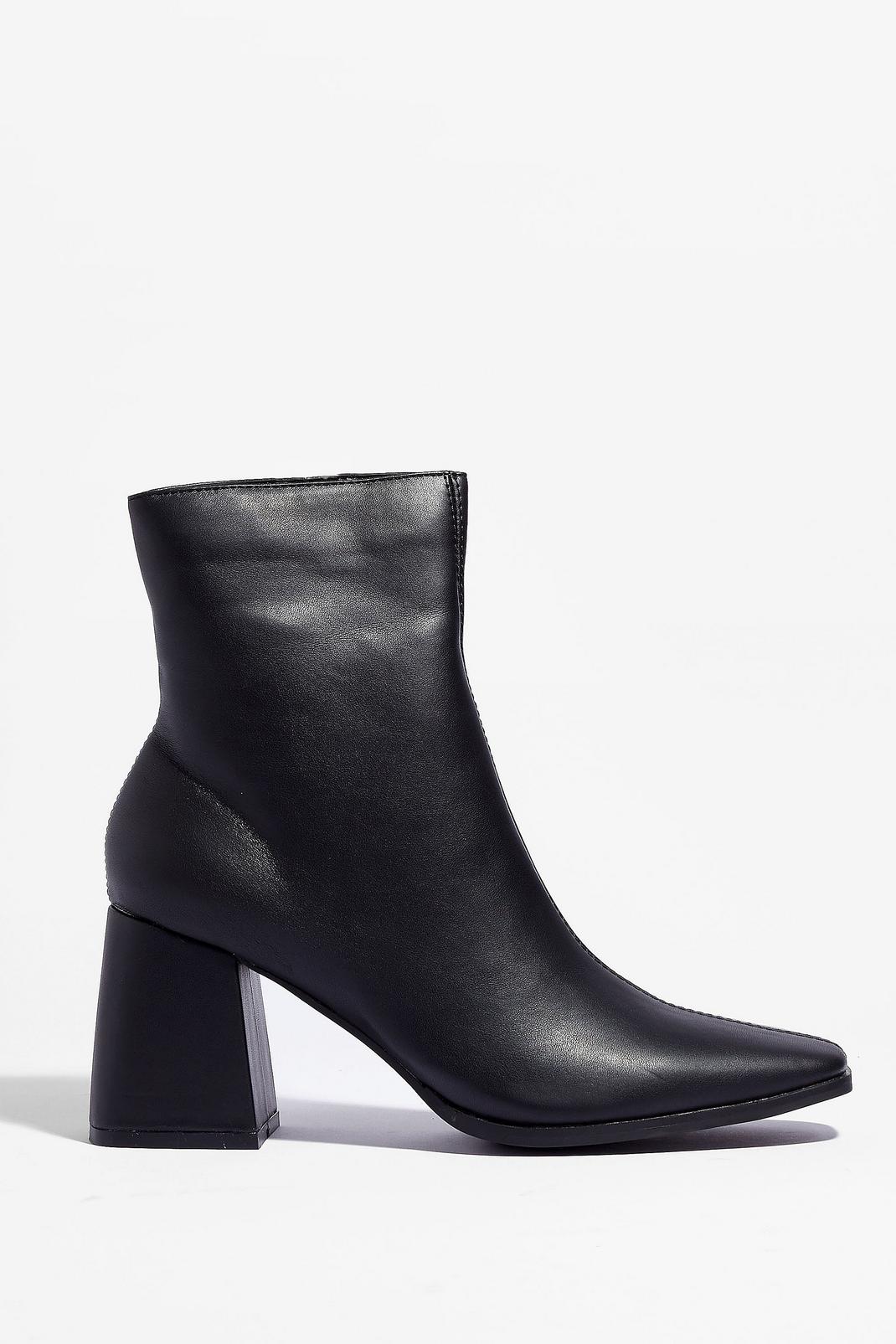 Flared Heel Faux Leather Ankle Boots | Nasty Gal